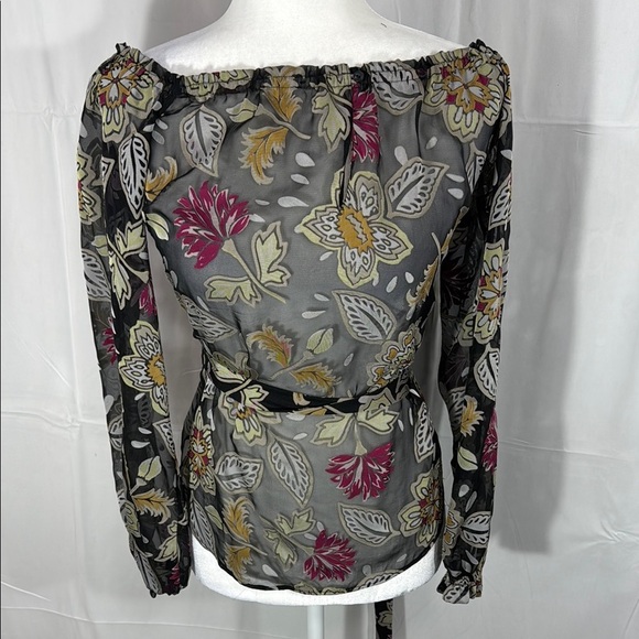 rag & bone Black Floral Fitted Long Sleeve Blouse Size Small - Picture 1 of 9